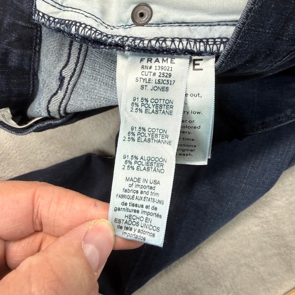 Frame Jeans Women's 27 Le Skinny de Jeanne Crop St Jones Dark Wash Stretch Denim - Picture 4 of 11